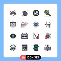 conjunto de 16 iconos modernos de la interfaz de usuario signos de símbolos para el tablero de internet del gráfico del proyector que encontró elementos de diseño de vectores creativos editables