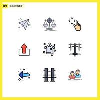 Modern Set of 9 Filledline Flat Colors Pictograph of clothes up strategy arrows move Editable Vector Design Elements