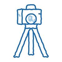 video camera with tripod doodle icon hand drawn illustration vector