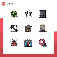 Set of 9 Modern UI Icons Symbols Signs for bus station tool can hammer logistic Editable Vector Design Elements