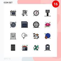 Universal Icon Symbols Group of 16 Modern Flat Color Filled Lines of infected database love tools kitchenware Editable Creative Vector Design Elements