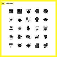 25 User Interface Solid Glyph Pack of modern Signs and Symbols of cd faq teamwork document communication Editable Vector Design Elements