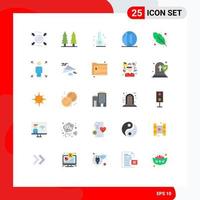 25 Universal Flat Color Signs Symbols of calligraphy sea beach plastic ball Editable Vector Design Elements