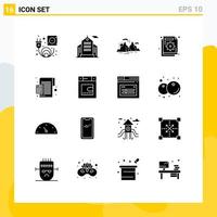 Pictogram Set of 16 Simple Solid Glyphs of calculate graph landscape failure business Editable Vector Design Elements