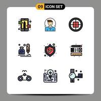 9 Thematic Vector Filledline Flat Colors and Editable Symbols of letter erite services ink soldier Editable Vector Design Elements