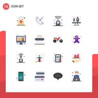 Pictogram Set of 16 Simple Flat Colors of computer editing phone tools kitchen Editable Pack of Creative Vector Design Elements