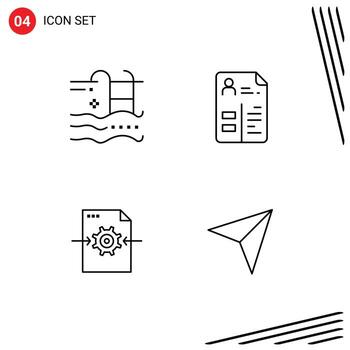 Pictogram Set of 4 Simple Filledline Flat Colors of holiday file swimming cv setting Editable Vector Design Elements