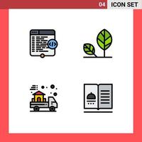 4 User Interface Filledline Flat Color Pack of modern Signs and Symbols of code nature window eco estate Editable Vector Design Elements