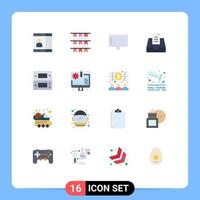 Group of 16 Flat Colors Signs and Symbols for design games message ds mailbox Editable Pack of Creative Vector Design Elements