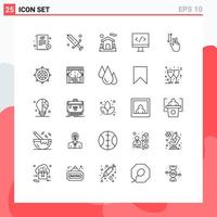 Stock Vector Icon Pack of 25 Line Signs and Symbols for two finger home development computer Editable Vector Design Elements