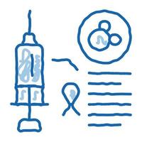 ilustración de dibujado a mano de icono de doodle de inyección médica vector