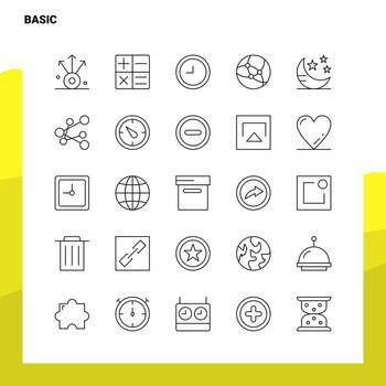 Set of Basic Line Icon set 25 Icons Vector Minimalism Style Design Black Icons Set Linear pictogram pack