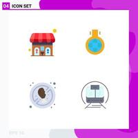 Group of 4 Flat Icons Signs and Symbols for public food chemical experiment speed train Editable Vector Design Elements