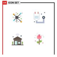 Pictogram Set of 4 Simple Flat Icons of distribute house connection form internet of things Editable Vector Design Elements