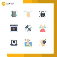 9 Thematic Vector Flat Colors and Editable Symbols of site element lock browser security Editable Vector Design Elements