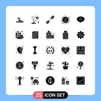 Modern Set of 25 Solid Glyphs and symbols such as love chat chain remarketing digital Editable Vector Design Elements