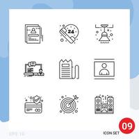 Set of 9 Modern UI Icons Symbols Signs for checkout computer chandelier online training Editable Vector Design Elements