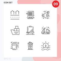 Modern Set of 9 Outlines and symbols such as coding ship no transportation good Editable Vector Design Elements