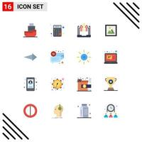 Editable Vector Line Pack of 16 Simple Flat Colors of picture interior money image laptop Editable Pack of Creative Vector Design Elements