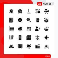 Universal Icon Symbols Group of 25 Modern Solid Glyphs of mail file illustration email draw Editable Vector Design Elements