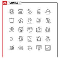 25 iconos creativos, signos y símbolos modernos de alimentos, cocina, trato, tocador, hogar, elementos de diseño vectorial editables vector