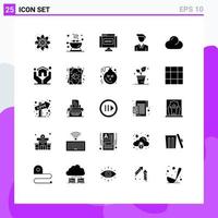 Set of 25 Modern UI Icons Symbols Signs for overcast cloud communications office business Editable Vector Design Elements