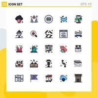 25 Thematic Vector Filled line Flat Colors and Editable Symbols of seo online full network down macaroon Editable Vector Design Elements