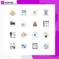 Group of 16 Flat Colors Signs and Symbols for cleaning paper service import wifi script Editable Pack of Creative Vector Design Elements