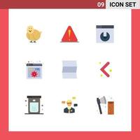 Group of 9 Modern Flat Colors Set for travel location web programming code Editable Vector Design Elements