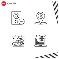 Universal Icon Symbols Group of 4 Modern Filledline Flat Colors of computers car hardware compass love Editable Vector Design Elements