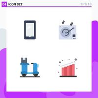 4 Universal Flat Icon Signs Symbols of phone box android gramophone logistic Editable Vector Design Elements