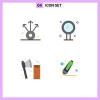 paquete de 4 signos y símbolos de iconos planos modernos para medios de impresión web, como construcción de conexión, herramienta de espejo de baño, elementos de diseño vectorial editables vector