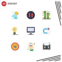 Stock Vector Icon Pack of 9 Line Signs and Symbols for pc device plant monitor idea Editable Vector Design Elements