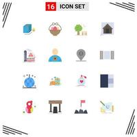 Flat Color Pack of 16 Universal Symbols of pollution convo chair conversation contact Editable Pack of Creative Vector Design Elements