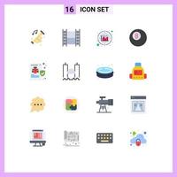 Pictogram Set of 16 Simple Flat Colors of security file multimedia bug ball Editable Pack of Creative Vector Design Elements