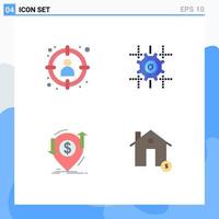 Mobile Interface Flat Icon Set of 4 Pictograms of choose transaction select gear money Editable Vector Design Elements