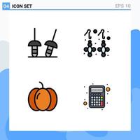 4 User Interface Filledline Flat Color Pack of modern Signs and Symbols of fencing pumpkin earring jewelry apps Editable Vector Design Elements