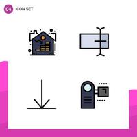 Set of 4 Modern UI Icons Symbols Signs for estate camcorder asset input electric Editable Vector Design Elements