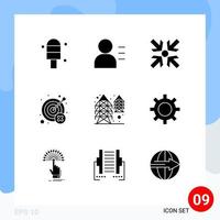 Set of 9 Vector Solid Glyphs on Grid for setting tower fail power wrong Editable Vector Design Elements