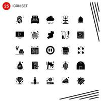 Modern Set of 25 Solid Glyphs and symbols such as sound bell drop alert life Editable Vector Design Elements