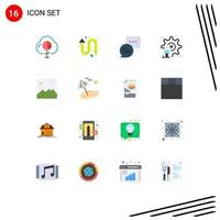 16 Thematic Vector Flat Colors and Editable Symbols of gallery man left up configuration setting Editable Pack of Creative Vector Design Elements