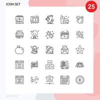 Set of 25 Modern UI Icons Symbols Signs for biomass fast food interior drink megaphone Editable Vector Design Elements