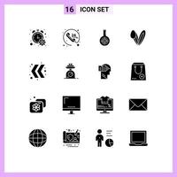 Group of 16 Modern Solid Glyphs Set for arrow face chemical bunny target Editable Vector Design Elements