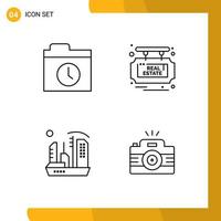 Set of 4 Modern UI Icons Symbols Signs for backup colony board sale expansion Editable Vector Design Elements