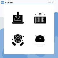 4 User Interface Solid Glyph Pack of modern Signs and Symbols of laptop firefighter download iot protection Editable Vector Design Elements