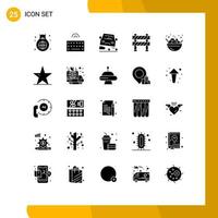 25 iconos creativos signos y símbolos modernos de la barrera de construcción en construcción atasco de límite inalámbrico elementos de diseño vectorial editables vector