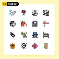 Universal Icon Symbols Group of 16 Modern Flat Color Filled Lines of polarity finance wedding business accounting Editable Creative Vector Design Elements