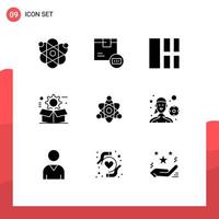 Pictogram Set of 9 Simple Solid Glyphs of configuration gear shop cog layout Editable Vector Design Elements