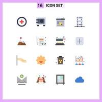 Group of 16 Flat Colors Signs and Symbols for achievement storage marketing server database Editable Pack of Creative Vector Design Elements