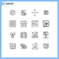 Outline Pack of 16 Universal Symbols of resources global health data globe Editable Vector Design Elements